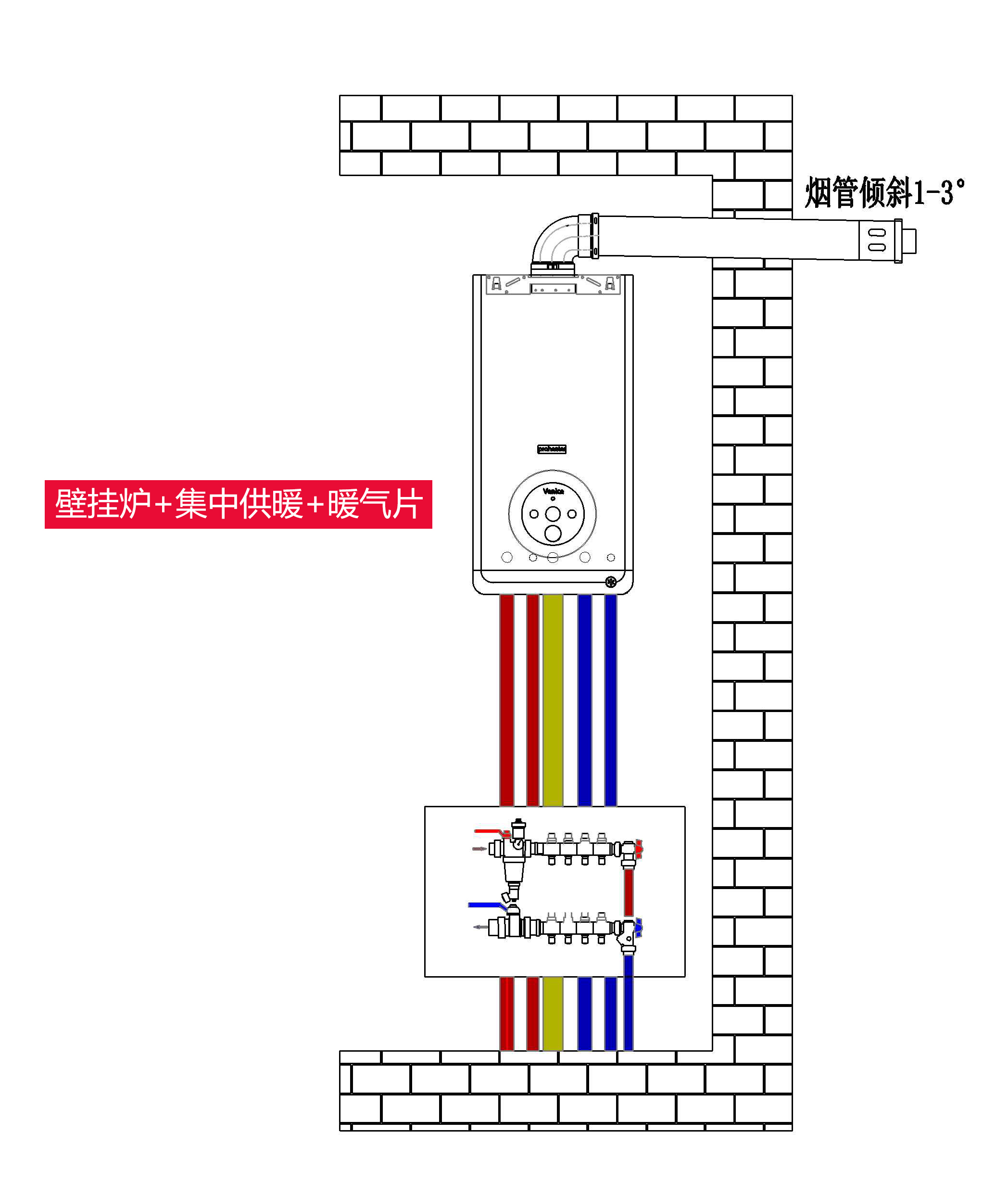 壁挂炉并联集中供暖-末端为暖气片